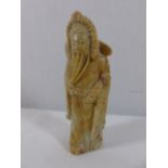 Carved soap stone figure of an oriental man approx. 5"