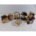 5 Character jugs to include Royal Doulton and a Chokin ware pot