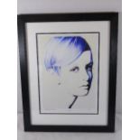 Framed limited edition photograph of Twiggy signed R Chadwick 117/995