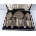 Cased HM Silver 5 piece brush set