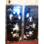 2 Oriental panels with a 3D inlay each approx. 36" x 16"