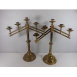 Pair of brass adjustable candelabra approx. 19"