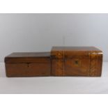 Walnut inlaid sewing box + 1