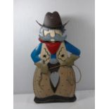 Tin cowboy figure night light holder approx. 16" tall