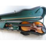 Cased violin and bow