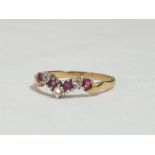 9ct Gold ruby and diamond wish bone ring