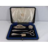 Cased vintage HM Silver manicure set