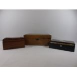 Mother of pearl inlaid box, antique mahogany sewing box and 1 other antique box