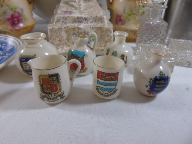 Box of various china to include oriental vase and pewter tankard etc - Image 2 of 4