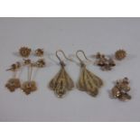 4 Pairs of gold earrings approx. 10.2gms and a pair of silver earrings