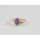 9ct Gold amethyst and diamond ring