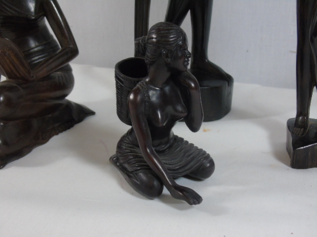 3 African carved wooden figures + 1 other - Image 2 of 2