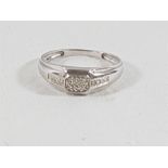 9ct White gold modern design diamond set ring