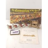 Large Coronation coach and horses model & coronation ephemera