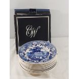 Collection of aqpprox 23 blue and white collectors plates- inc 11 boxed