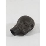 Cast bronze walking stick handle in the form of a skull