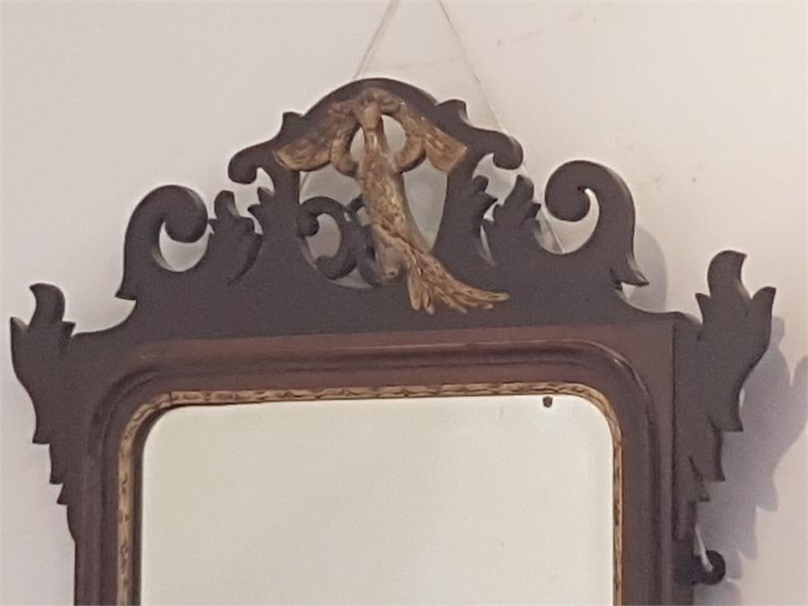 Antiqur mahogany framed wall mirror with gilt eagle decoration to top - Image 2 of 2