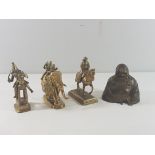 4 Cast brass figures
