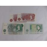 3 pairs of old bank notes - 2 x ten shilling 2 x £1 notes (J S Fforde) and 2 £1 notes (D Somerset)