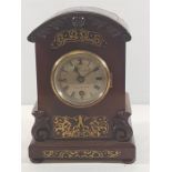 Antique mahogany cased bracket clock with brass inlay, by G.Fehrenbach of Hackney Road