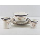 Vintage part tea set - Blue rim & floral decoration