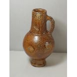 Antique continental pottery, salt glazed jug approx 8.5'' tall