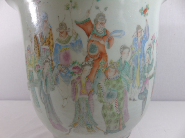 Large oriental planter decorated with oriental dancers approx. 12" high x 14.5" dia. - Image 2 of 3