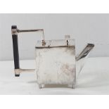 Square silver plated tea pot in style of Christopher Dresser