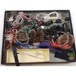 Tray of various costume jewellery