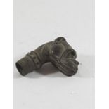 Cast bronze walking stick handle in the form of a boxer dog