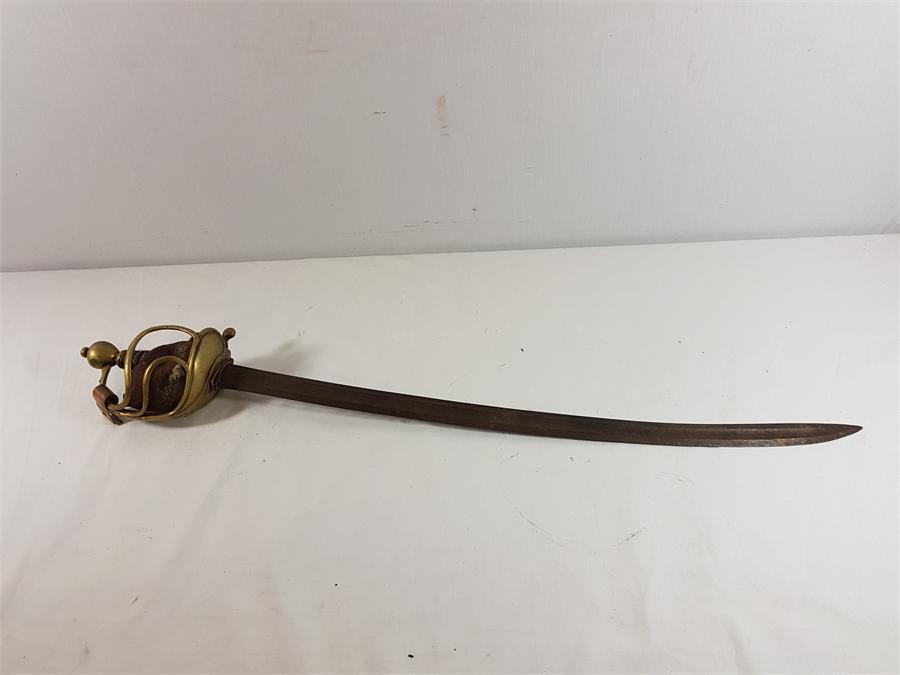 Antique Military sword with brass hand guard - Image 2 of 2