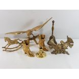 Brass animal figures etc, inc: eagle in flight