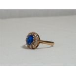 9ct Gold blue and white stone set dress ring