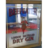 Framed Beefeater dry gin advertising mirror