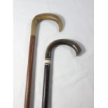 2 Horn handled walking sticks