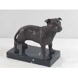 Cast bronze figure of a staffordshire bull terrier dog