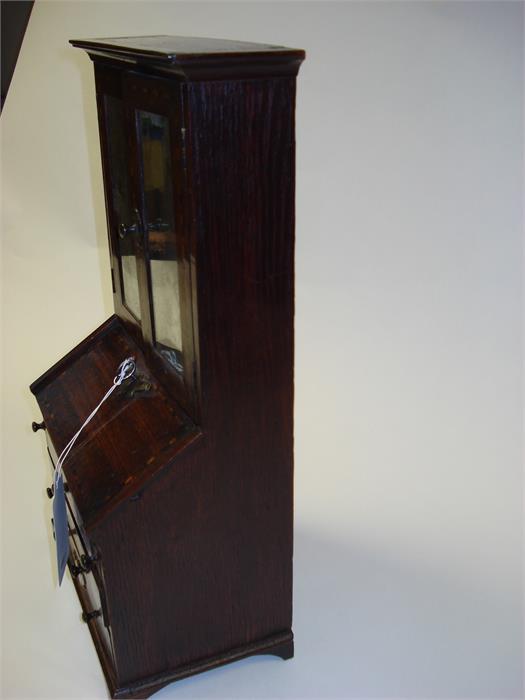 Miniature Furniture: A George II mahogany and chequerbanded bureau bookcase - Image 4 of 10