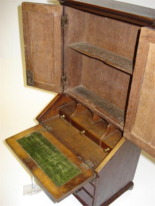 Miniature Furniture: A George II mahogany and chequerbanded bureau bookcase - Image 7 of 10