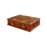 A large William & Mary walnut, ebonised and sycamore marquetry lace box