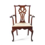 A George III mahogany open armchair