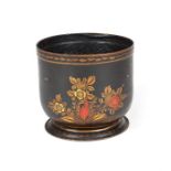 A rare late George II pâpier-maché black and gilt chinoiserie cache-pot