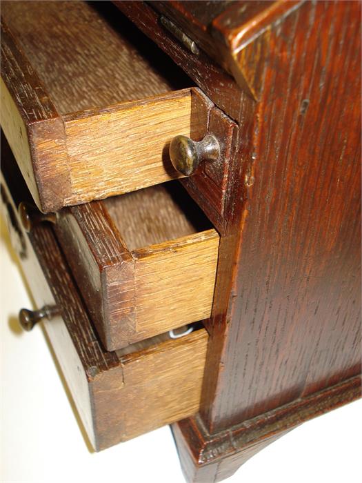 Miniature Furniture: A George II mahogany and chequerbanded bureau bookcase - Image 9 of 10