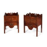 A pair of George III mahogany Gentleman's tray top bedside commodes