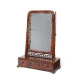 A George II burr yew, walnut and parcel gilt toilet mirror