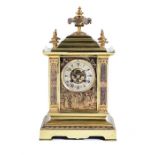 A late 19th century French gilt bronze mantel clock in the Chinese taste