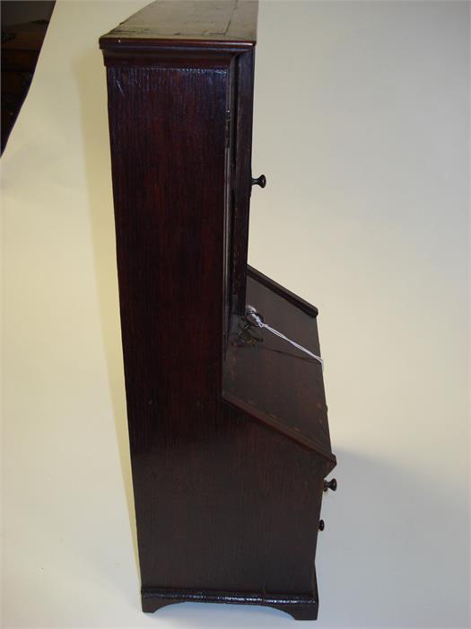 Miniature Furniture: A George II mahogany and chequerbanded bureau bookcase - Image 6 of 10