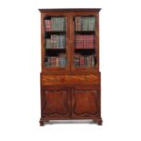 An early George III mahogany secretaire bookcase