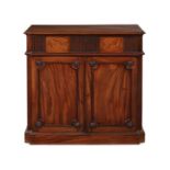 A George III carved mahogany secretaire side cabinet