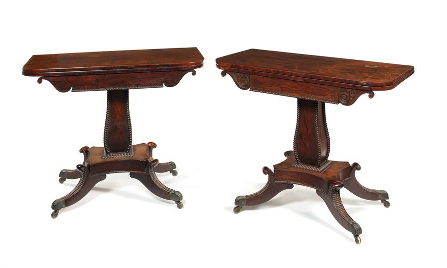 A pair of Regency Scottish rosewood carved tea tables - Image 2 of 2