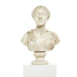 A late 18th century white marble bust of Sappho